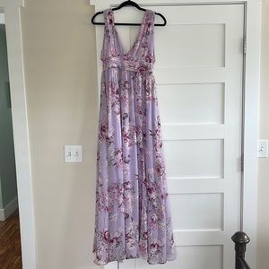 Lulus Garden Meandering Lavender Floral Print Maxi Dress